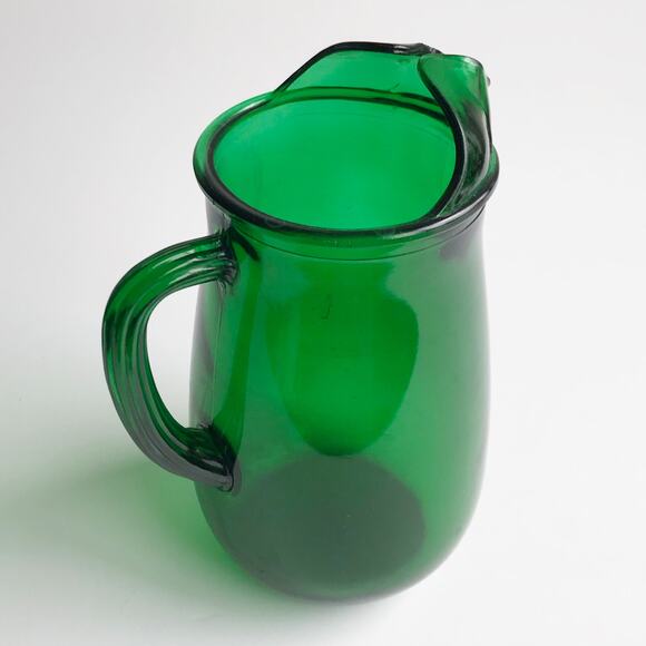 Vintage MCM Anchor Hocking Emerald Green Glass Water Pitcher 5 Cup Juice Drink - Picture 3 of 15